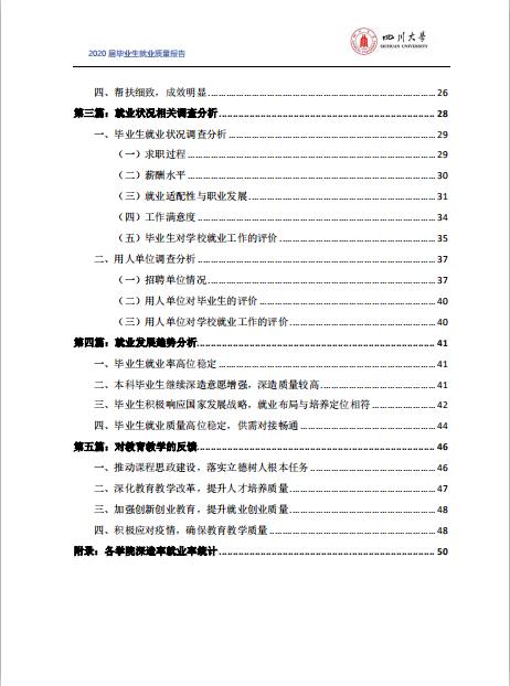 四川大學(xué)2020屆畢業(yè)生就業(yè)質(zhì)量報告